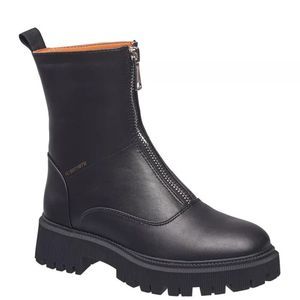 FRENCH CONNECTION “JULIE” Black Zip Front Lug Boot 8.5 *NEW*